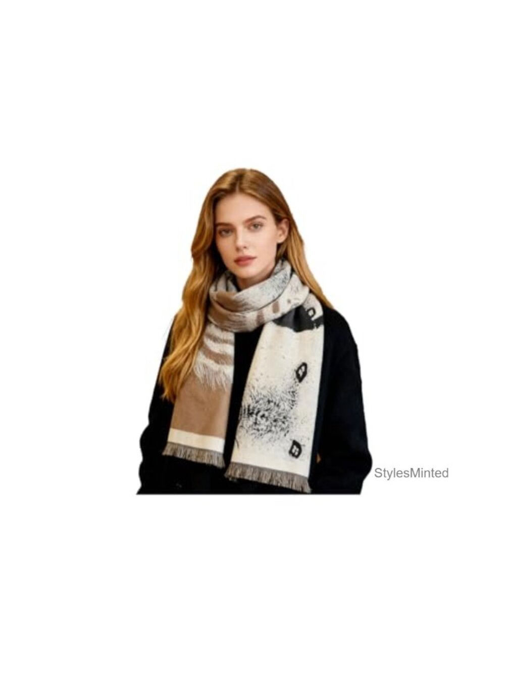 Soft Cashmere-Feel Viscose Animal Print Scarf Warm Winter Shawl Unisex